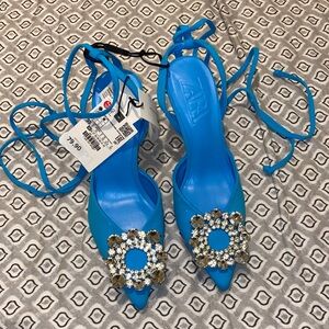 Zara Blue Embellished Heels